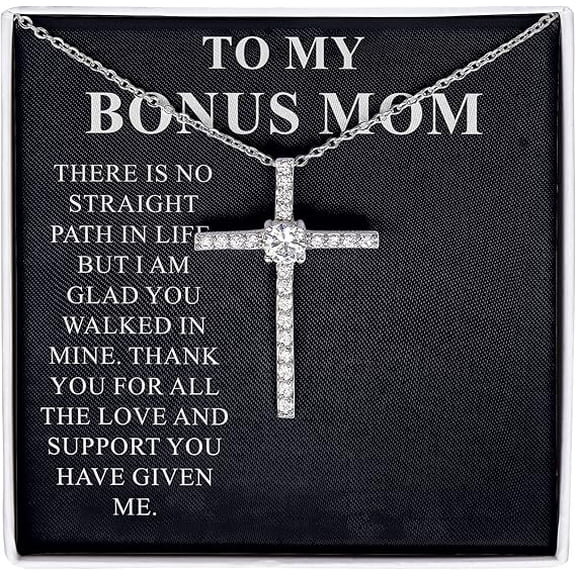 Personalized Step mom mother's day gift, bonus mom mother's day gift, mother's day gift from Step daughter, Jewelry for mothers day Cz cross cz cross necklace