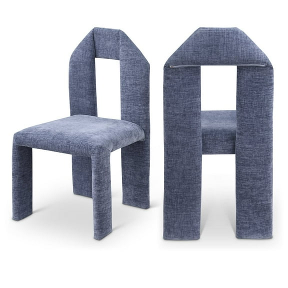 Meridian Furniture Bennett Light Blue Chenille Fabric Dining Chair (Set of 2)