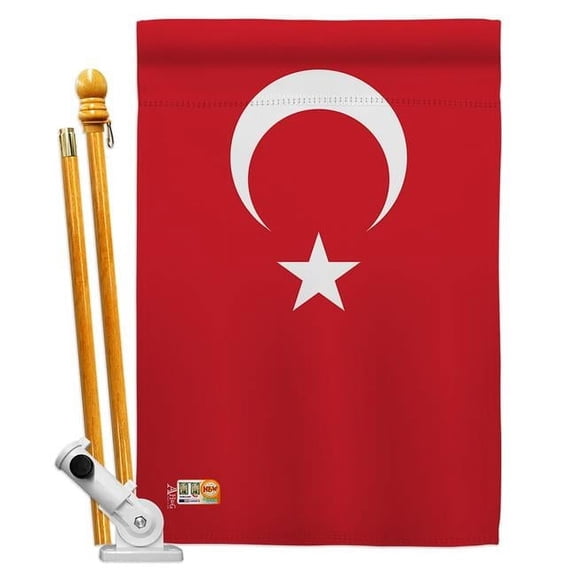 Americana Home & Garden AA-CY-HS-140237-IP-BO-D-US18-AG 28 x 40 in. Turkey Flags of the World Nationality Impressions Decorative Vertical Double Sided House Flag Set & Pole Bracket Hardware Flag Set