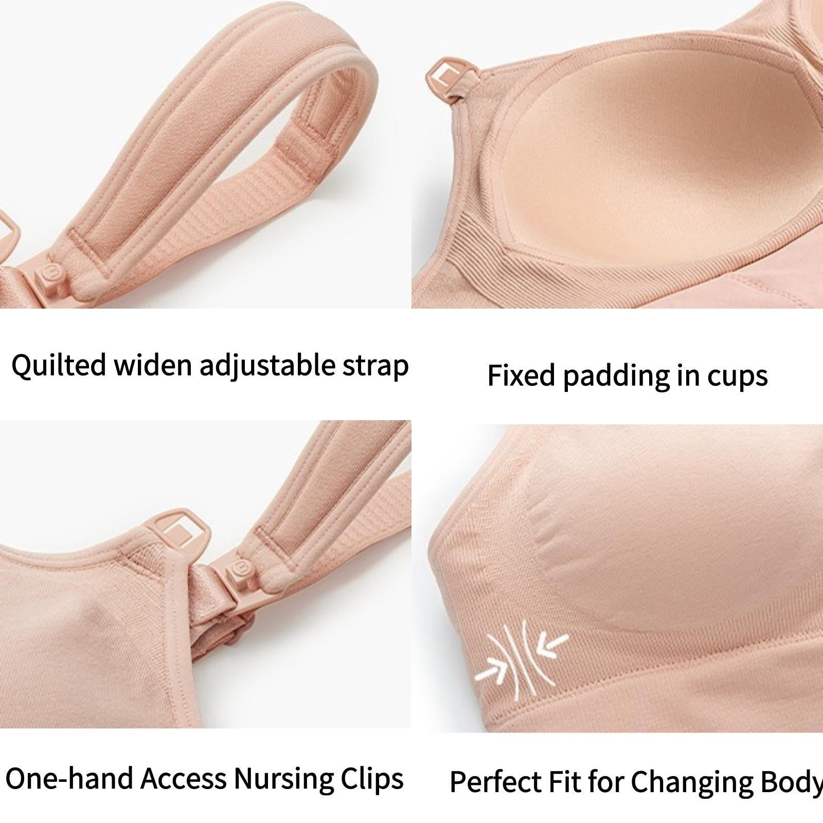 Momcozy Lycra Pumping Bra Hands Free with Fixed Padding for Good Shaping, Comfortable Support Pumping and Nursing Bra in One, Seamless Maternity Breast Pump Bra & Maternity Bra