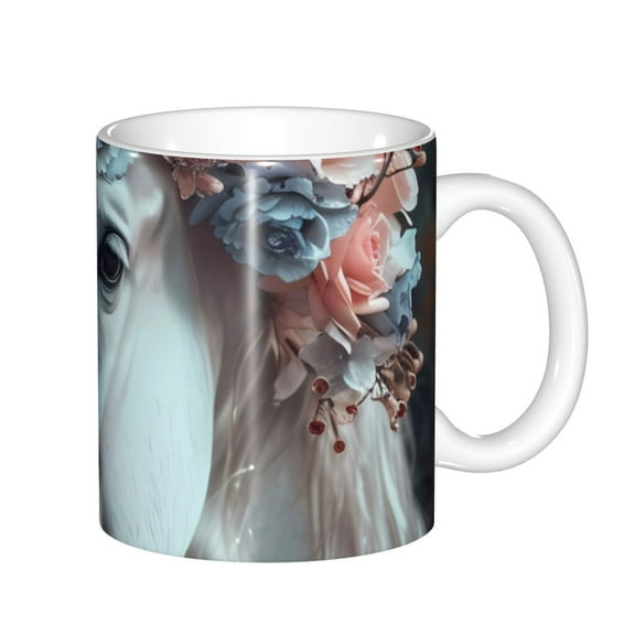 Rateoe Flower Crown White Horse Pattern Passport Holder Wallet Leather Mulit-purpose Travel Wallet Credit Cards Case ,Passport Cover for Women Men-6.5 in