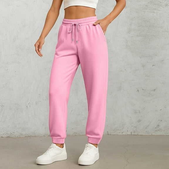 Joggers for Women Casual Baggy Sweatpants Drawstring Jogger Pants with Pockets Fall Sweatpants Pink XXL