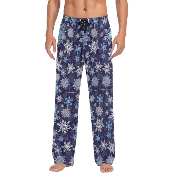 GZHJMY Chrismas Snowflake Pajama Pants for Men, Lounge Pants Lightweight Men Pajama Bottoms with Drawstring Pockets, Christmas New Year Birthday Gifts, XX-Large