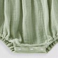 thumbnail image 4 of KPOPLK Preemie Newborn Baby Girl Clothes Infant Cotton Linen Romper Summer Outfit for Girls Ruffle Sleeve Bodysuit Jumpsuit & Headband(0-3 Months,Green), 4 of 7