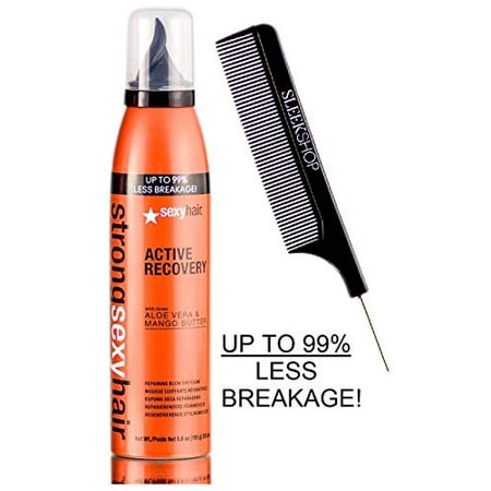 Strong Sexy Hair ACTIVE RECOVERY Repairing Blow Dry Foam Mousse, UP TO 99% LESS BREAKAGE! with Aloe Vera & Mange Butter (STYLIST KIT) (6.8 oz / 195 (Best Blow Dry Mousse)