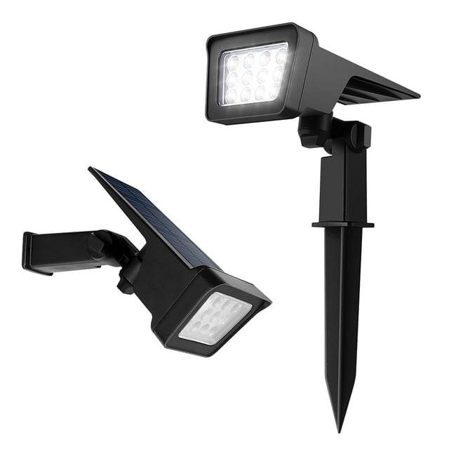 Proyector solar para jardín Exterior impermeable 12 LED 2 en 1 Solar en el suelo TFixol Luz al aire libre