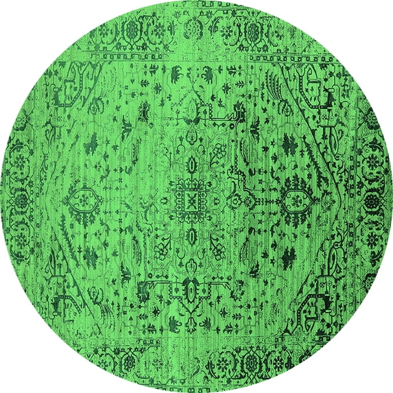 Ahgly Company Indoor Round Oriental Green Industrial Area Rugs, 8' Round
