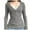 Grey, variant on oqasdz Thermal Underwear for Women Long Sleeve Tops V Neck Casual Ribbed Knitted Solid Color Loose T Shirt Button Shirts Slim Fit Outdoor Daily Wear