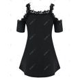 thumbnail image 2 of Talla grande Hombro frío Pluma Imprimir Tee Rosegal Camisetas tallas grandes, 2 of 5