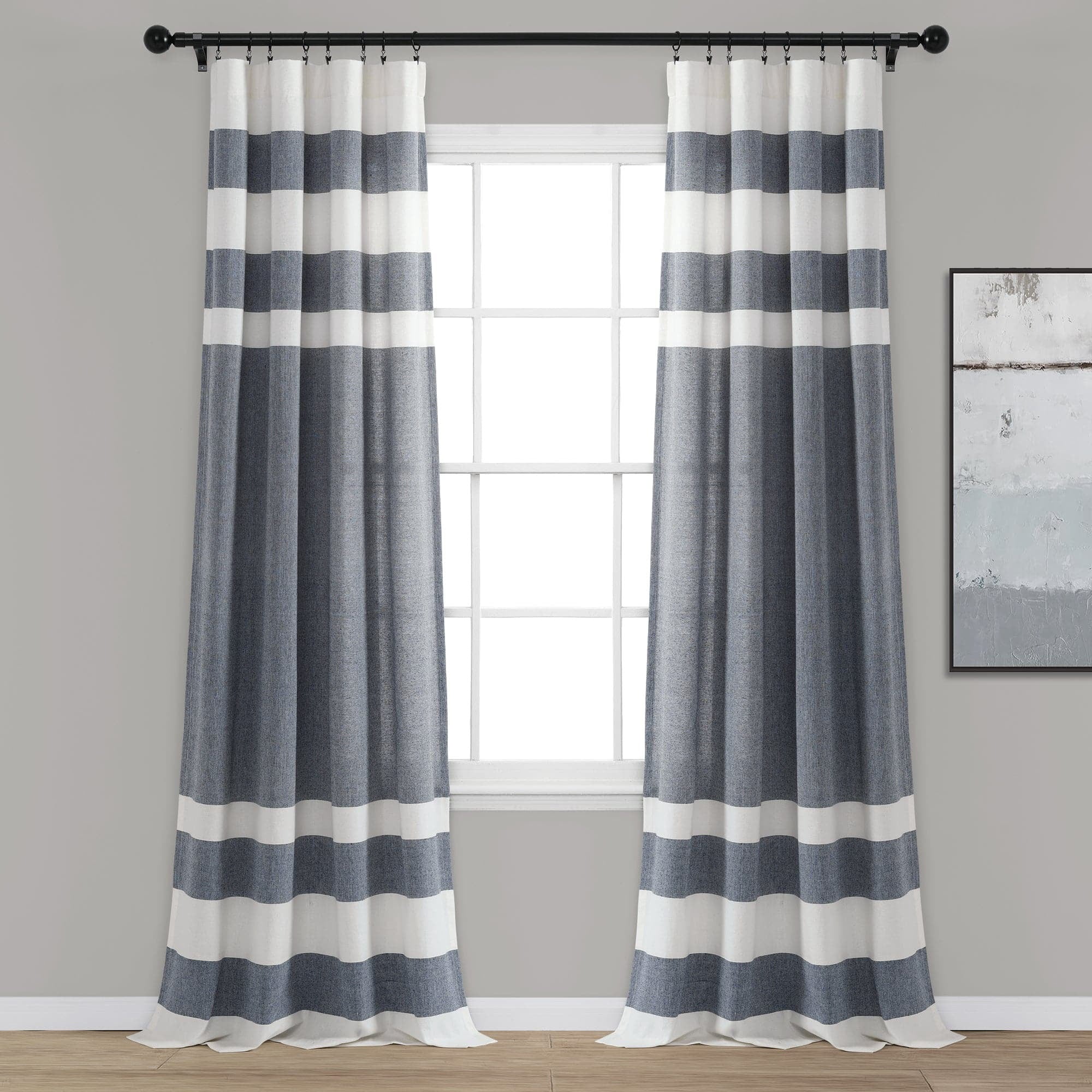 Lush Decor Cape Cod Stripe Window Curtain Panels - Gray - 40 X 84