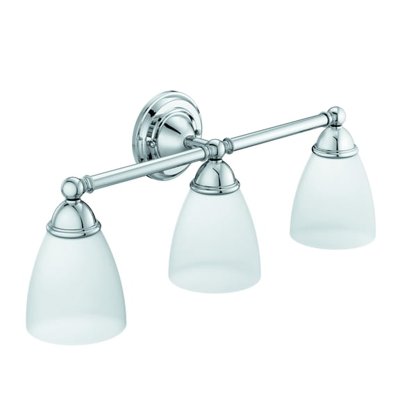 Moen Brantford Chrome 3-Light Dual-Mount Bath Bathroom Vanity Fixture with Frosted Glass