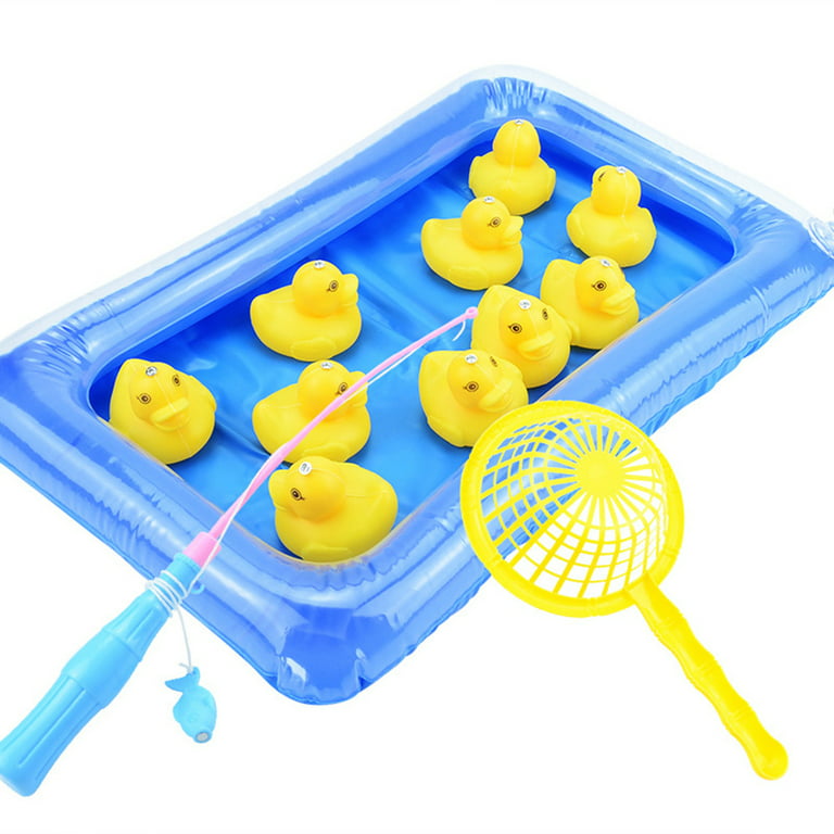 Duck Fishing Game Pond Pool with 10 Ducklings Set Kid Educational Preschool Toy