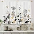 thumbnail image 5 of Beige Floral Kitchen Curtains Boho Flower Botanical Leaves Small Short Cafe Window Curtains Rustic Wildflower Plant Vintage Bathroom Drapes Treatment Tier Curtains 2 Panels (27.5x36 Inch), 5 of 6