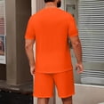 thumbnail image 4 of Men's 2 Piece Outfits Oversized Solid Color Short Sleeve Crew Neck T Shirt & Shorts Set Summer Casual Tracksuit, 4 of 5