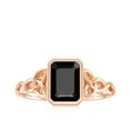thumbnail image 4 of Rosec Jewels Emerald Cut Black Onyx Solitaire Ring with Surprise Diamond - AAA Grade - 6X8 mm, 10K Rose Gold, US 4.50, 4 of 9