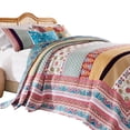 thumbnail image 2 of Benjara Ello 3pc King Bedspread and Pillow Sham Set- Red Blue Bohemian Stripes, 2 of 6