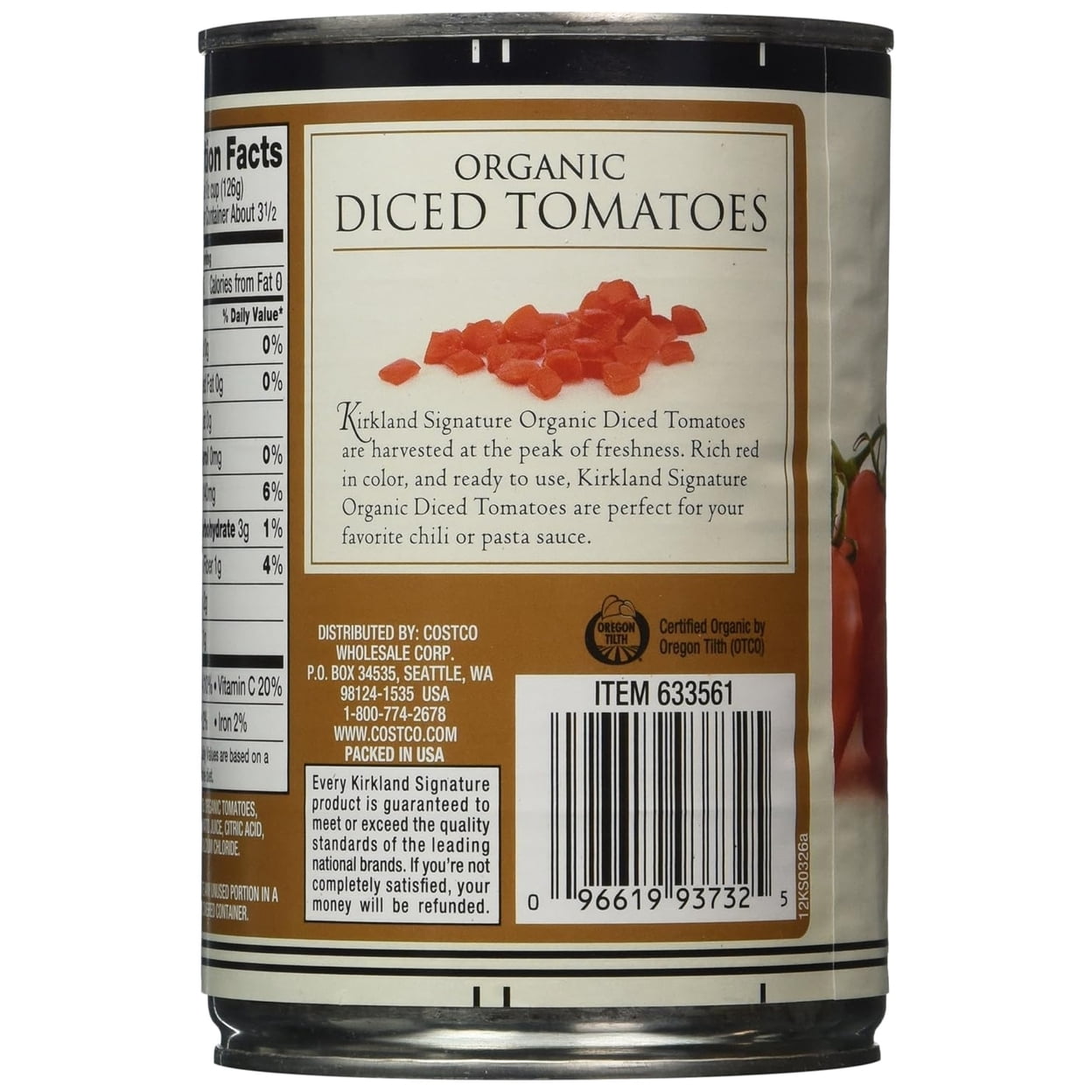 Kirkland Signature Organic Diced Tomatoes 14.5 Ounce (Pack of 8)