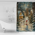 thumbnail image 2 of Christmas Snowman Shower Curtain, 72" x 72", Xmas Tree Rustic Farmhouse Waterproof Bathroom Curtain Washable Shower Curtain Set with 12 Hooks, 2 of 6