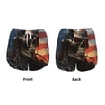 thumbnail image 6 of Uemuo Cyberpunk Skull American Flag Pattern Women's Athletic Shorts High Waisted Running Shorts with Liner Pockets Gym Elastic Workout Shorts-X-Large, 6 of 9