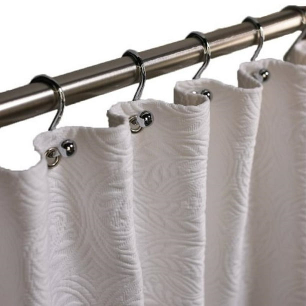 Pea Alley Luxury Bed Linens Vienna, White Cotton Matelasse Shower Curtain