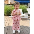 thumbnail image 4 of Loicainy Baby Toddler Girls Waffle Pants Sets 3 6 12 18 24 Months 2T 3T Sleeveless Strawberry Print Cami Tank Tops Pants Summer Outfits, 4 of 10