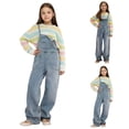 thumbnail image 2 of CAIXIA Girls Denim Jumpsuit Kids Sleeveless Wide Leg Overalls Girl Bib Overall with Pockets Tweens Cute Clothes, 2 of 8