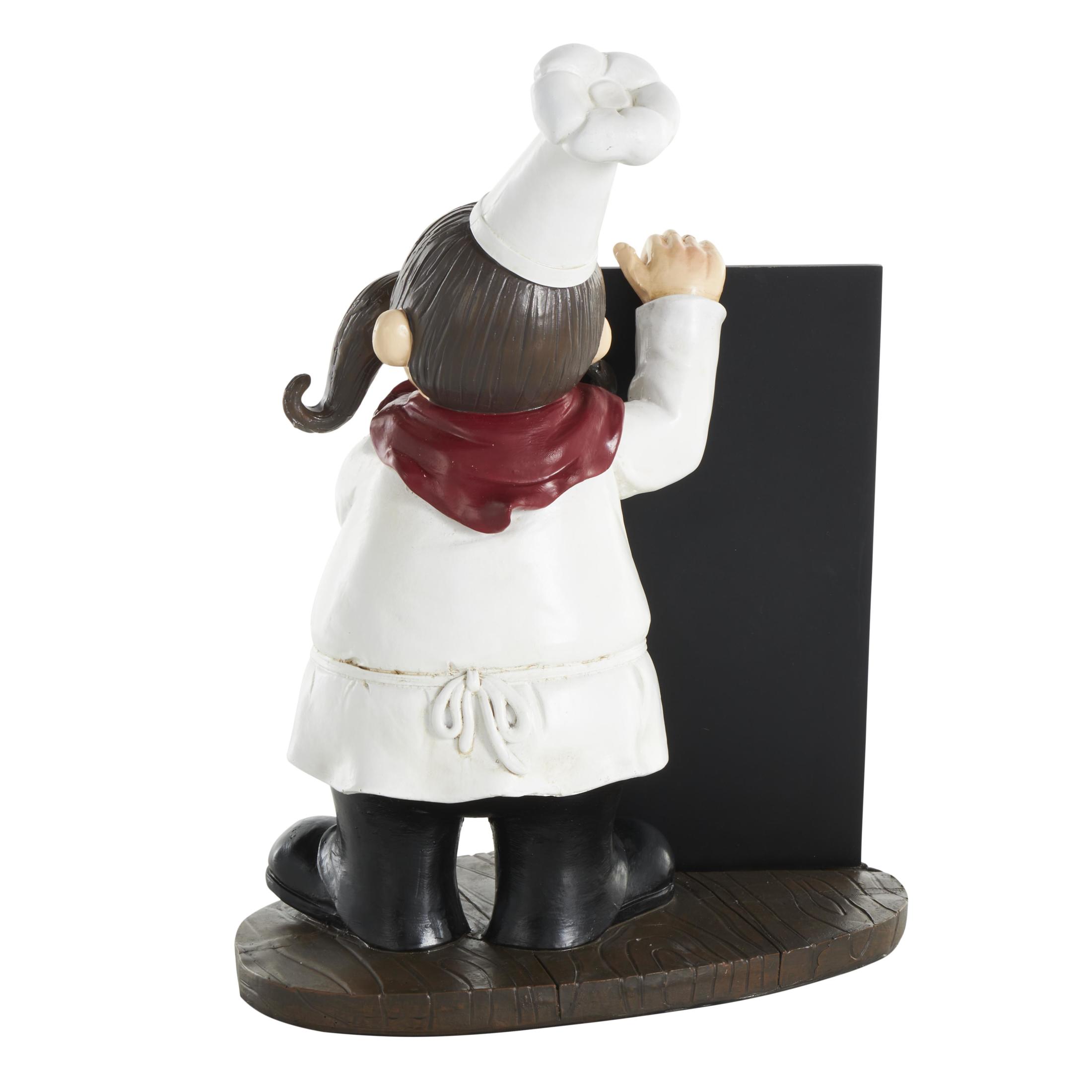 9" x 13" Black Polystone Chef Sculpture with Chalkboard, by DecMode