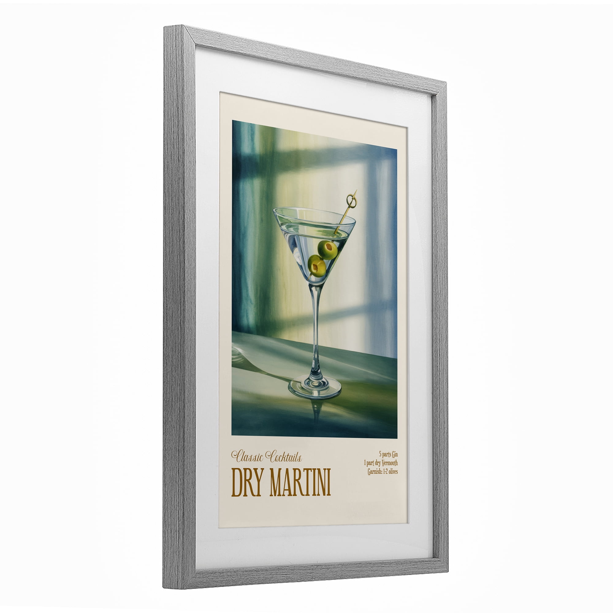 Stupell Industries Dry Martini on Surface Gray Framed Print Under Glass, design by Andreas Magnusson