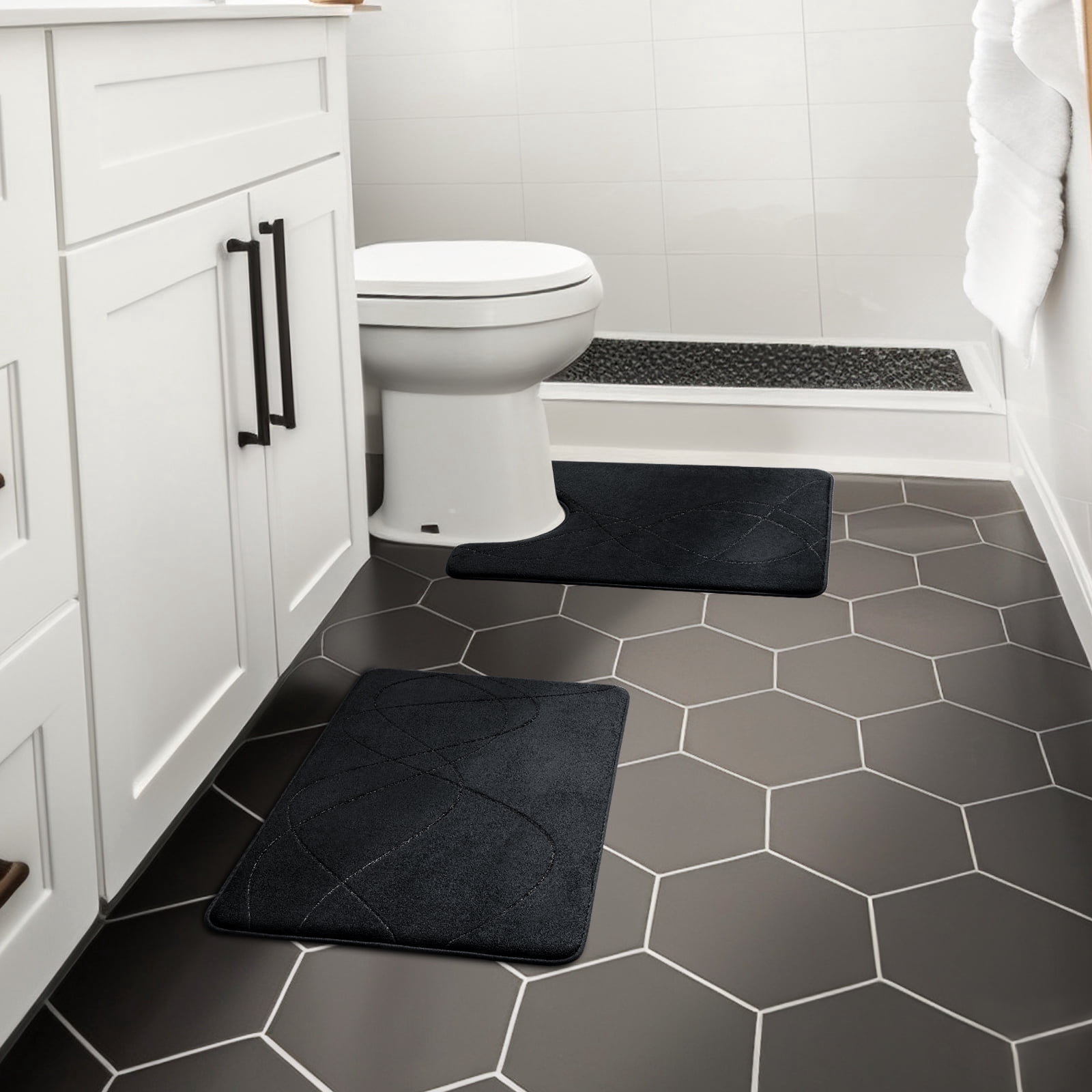 ChakmeOne Bathroom Rugs Sets 2 Piece Super Soft Absorbent Non Slip Bath Mat Sets for Tub ,Shower and Toilet