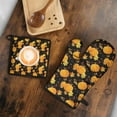 thumbnail image 5 of Fall Pumpkins and Autumn Leaves Pattern Kitchen Oven Mitt and Pot Holder Sets 2 Pcs for Baking, Cooking and Grilling, Heat Resistant Up To 392 °F, 5 of 7