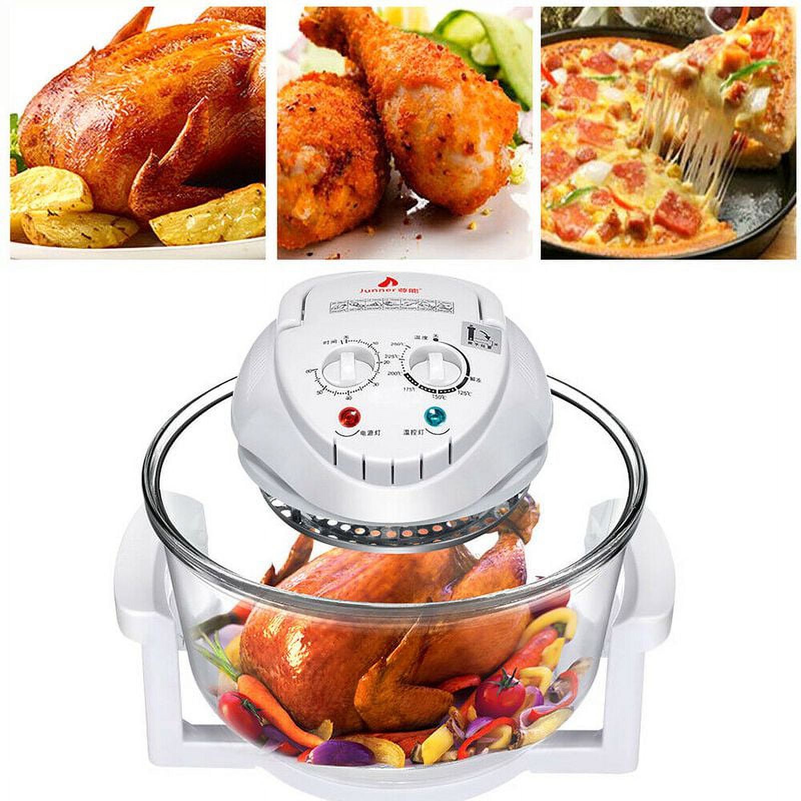 17L Air Fryer Turbo Convection Oven Electric Hot Air Fryers Roaster Steamer  Transparent Glass Air Fryer 360° Heating Low Fat Kitchen Cooker for Frying