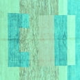 thumbnail image 1 of Ahgly Company Machine Washable Indoor Square Abstract Turquoise Blue Modern Area Rugs, 7' Square, 1 of 4