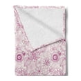 thumbnail image 2 of Floral Soft Flannel Fleece Blanket, Shabby Form Vintage Flower Motifs in Soft Toned Essence Beauty Nature Design, Cozy Plush for Indoor and Outdoor Use, 50" x 60", Fuchsia Pale Pink, by Ambesonne, 2 of 5