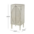 thumbnail image 5 of DecMode 20" x 47" Light Gray Wooden Oval Rattan Jewelry 2 Door, 6 Drawer, and 32 Hook Geometric Cabinet with Mirrored Lift Top, 1-Piece, 5 of 17