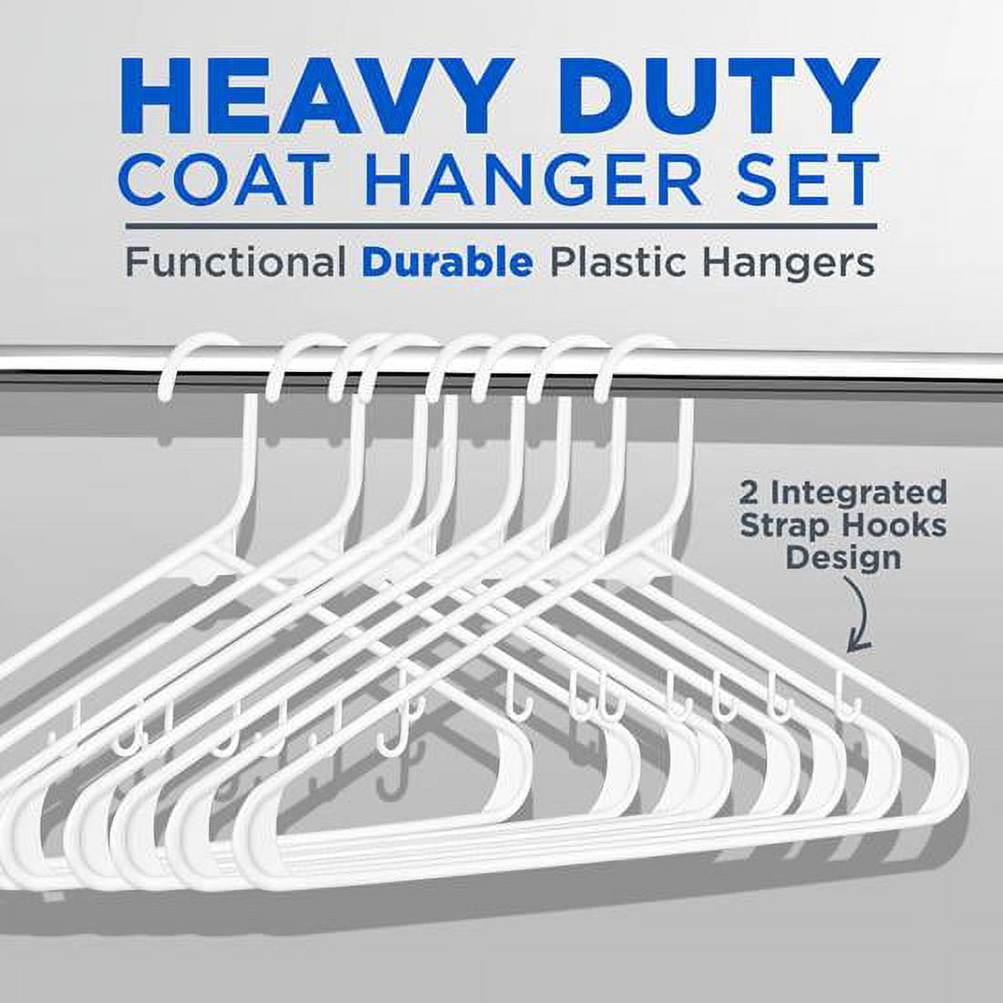 Heshberg Plastic Hooks Hangers Space Saving Tubular Clothes Hangers Standard Size Ideal for Everyday Use on Shirts, Coats, Pants