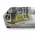 thumbnail image 3 of Countryside Soft Flannel Fleece Blanket, Sunrise over Mountains Rural Village Scene Through Open Window, Cozy Plush for Indoor and Outdoor Use, 50" x 70", Olive Green and Multicolor, by Ambesonne, 3 of 6