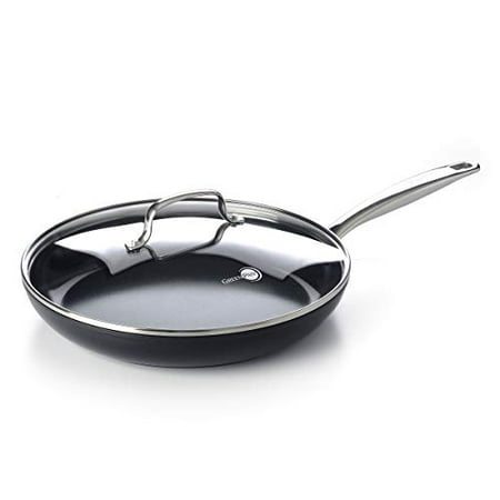 GreenPan Prime Midnight Hard Anodized Healthy Ceramic Nonstick, 12" Frying Pan Skillet with Lid, PFAS-Free, Dishwasher Safe, Oven Safe, Black (B07Y465794)