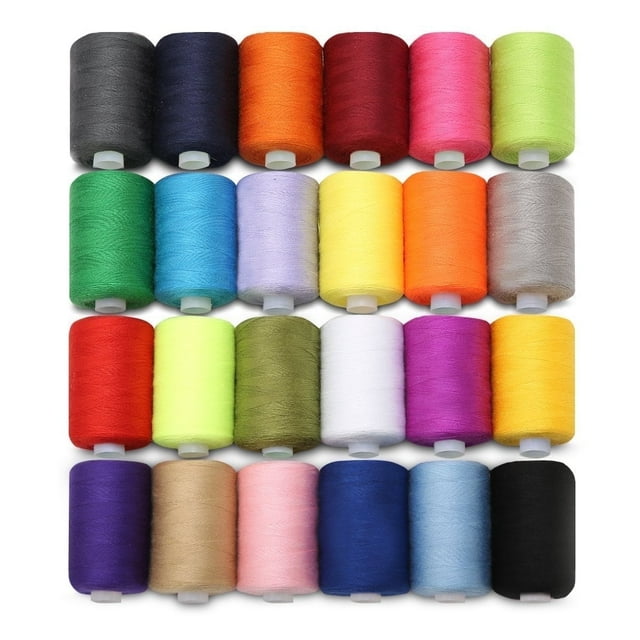 Hilo de Coser Surtido de Bobinas 24 Colores 218 Yardas Pieza Kit de Costura de Hilo de Poliéster Todo Propósito Hilo de Poliéster para Coser a Mano y a Máquina
