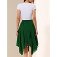 thumbnail image 5 of DARING DIVA Women's Asymmetrical Hem Elastic Waist Chiffon Flowy Midi Skirt Large Green, 5 of 6