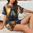 thumbnail image 4 of Pofeuu Sunset Meditating Bichon Frise Print Women's Pajama Set Short/Shorts Soft Button PJs Elastic Drawstring Waist Sleepwear-Medium, 4 of 6