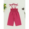 thumbnail image 2 of Suealasg Toddler Baby Girl Sleeveless Jumpsuit Plaid Print Tie Straps Overalls Romper Outfit 6M 1T 2T 3T 4T 5T Little Girls Summer Clothes, 2 of 7