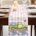thumbnail image 3 of Table Runners 72 Inches Long Dress Scarves, Blue Purple Floral Farmhouse Kitchen Table Runner, Coffee Tablerunners, Spring Hydrangea Flower Truck Pink Plaid 14x72 Inch, 3 of 9