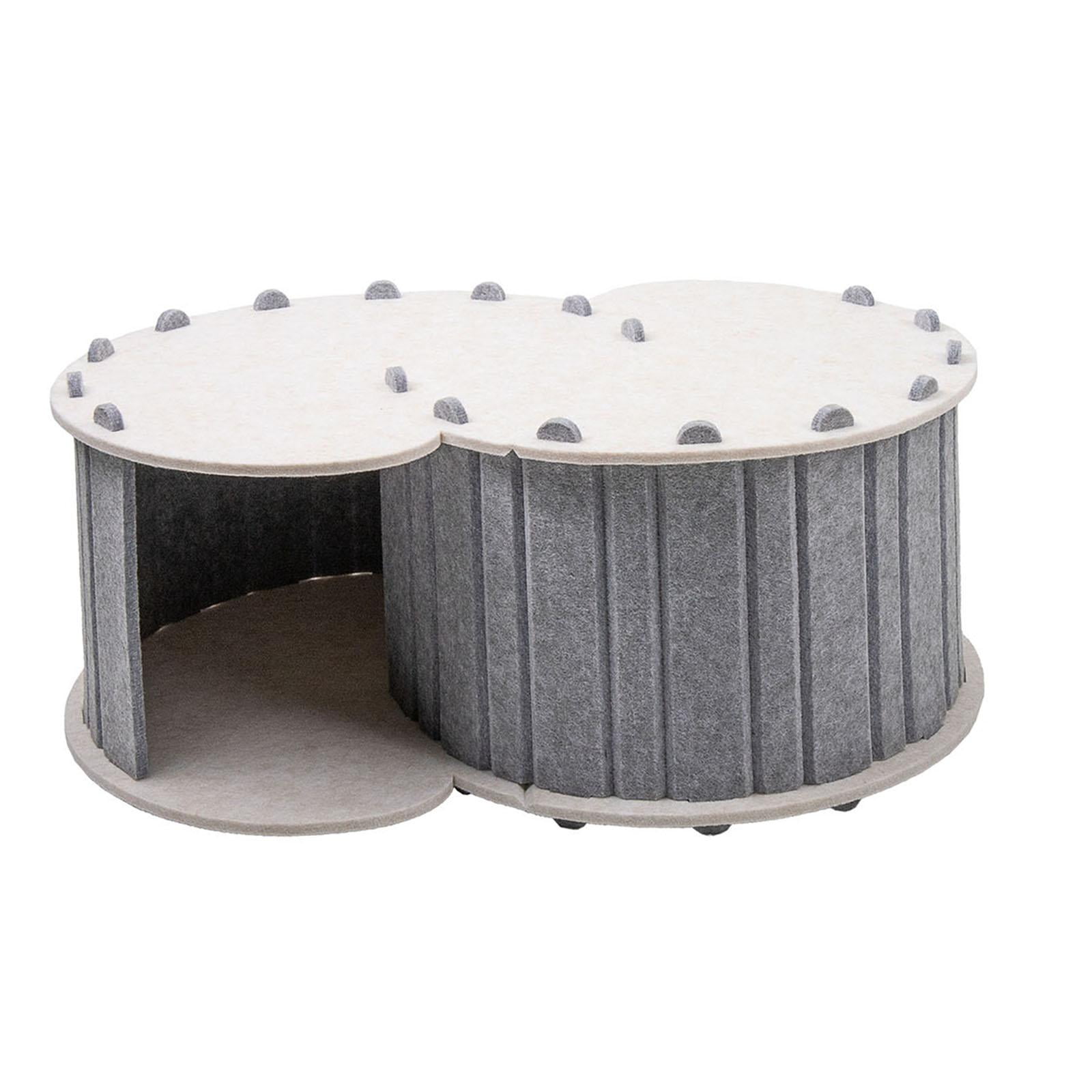 Stgfyxgs Cat Tunnel Bed, Pet Cat House All Seasons Hideout Portable Breathable with 2 Holes Removable Cover Compact Cat Nest Hideaway Cave Gray