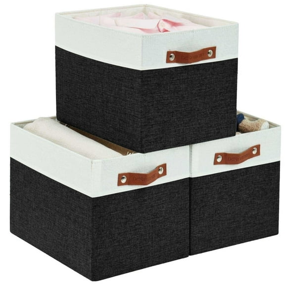 Set de 3 Cajas de Almacenamiento Plegables DECOMOMO Kallax 33x38x33 cm Negro y Blanco