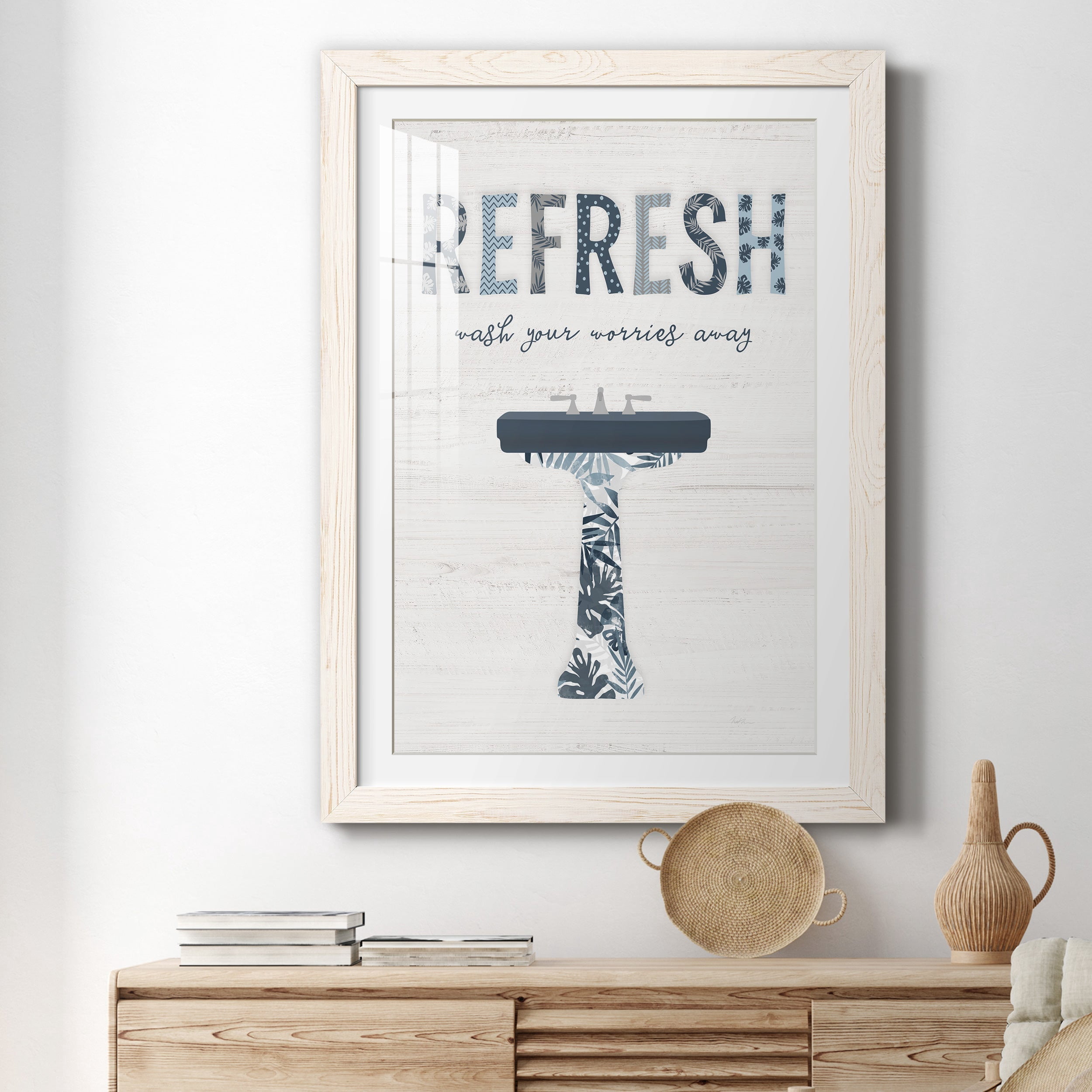 Palm Bath II - Premium Framed Print - Distressed Barnwood Frame - Ready to Hang