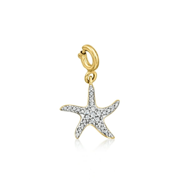 Ross-Simons 0.10 ct. t.w. Diamond Starfish Charm in 18kt Gold Over Sterling, Women's, Adult