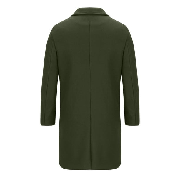 Xysaqa Men's Mid Long Trench Coat Winter Long Jacket Woolen Blends