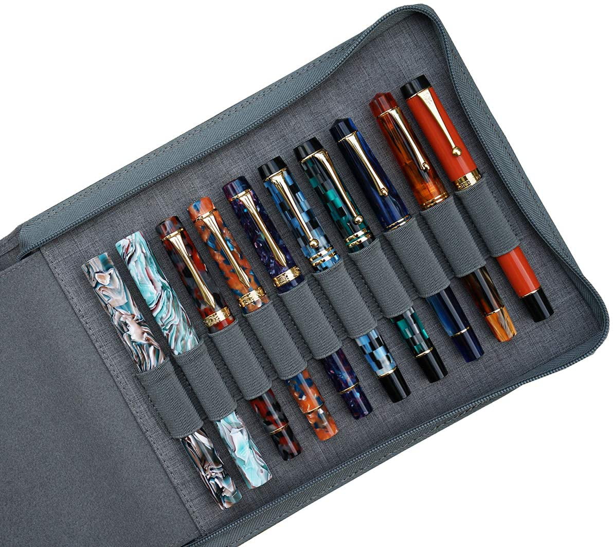 20 Slots KACO Fountain Pen Case Black Waterproof Canvas Pen Holder Display Bag 