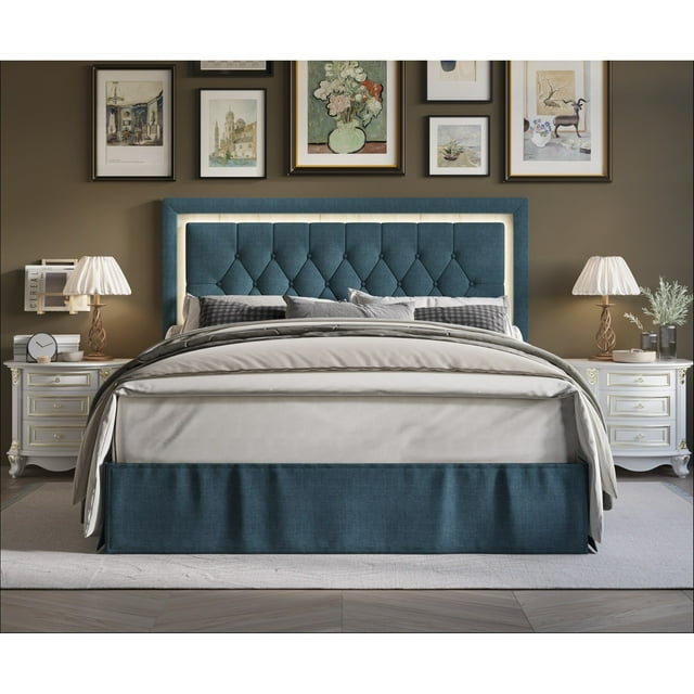 Gianna Plate-Forme Rembourrée Tapissée Bed Denim Bleu - Complet