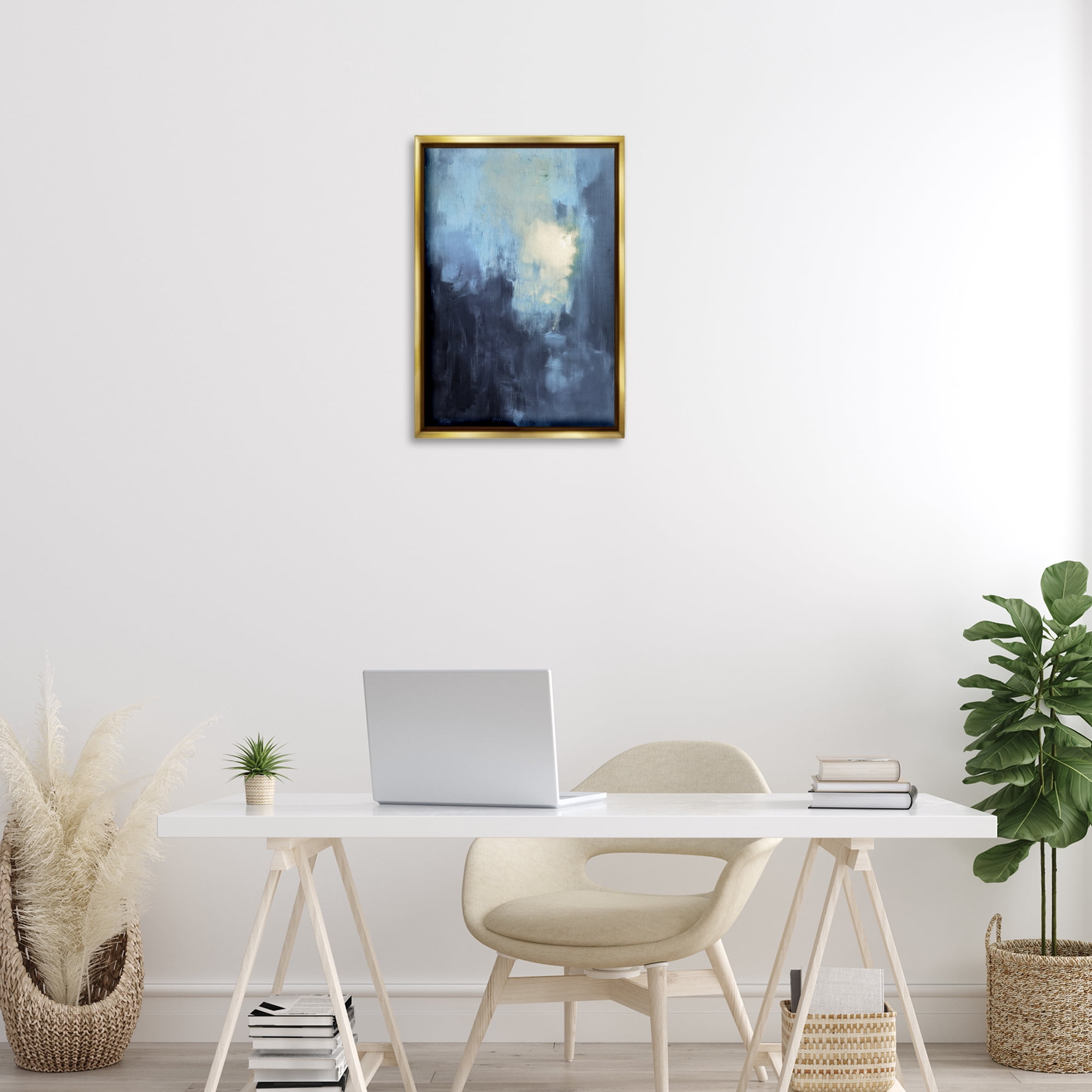 Stupell Industries Modern Masculine Abstract Abstract Painting Gold Floater Framed Canvas Art Print Wall Art, 17 x 25